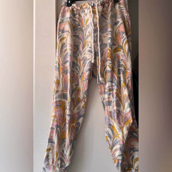 Anthropologie Floral Joggers 1X Saturday Sunday Pastel Colors - Picture 5 of 10